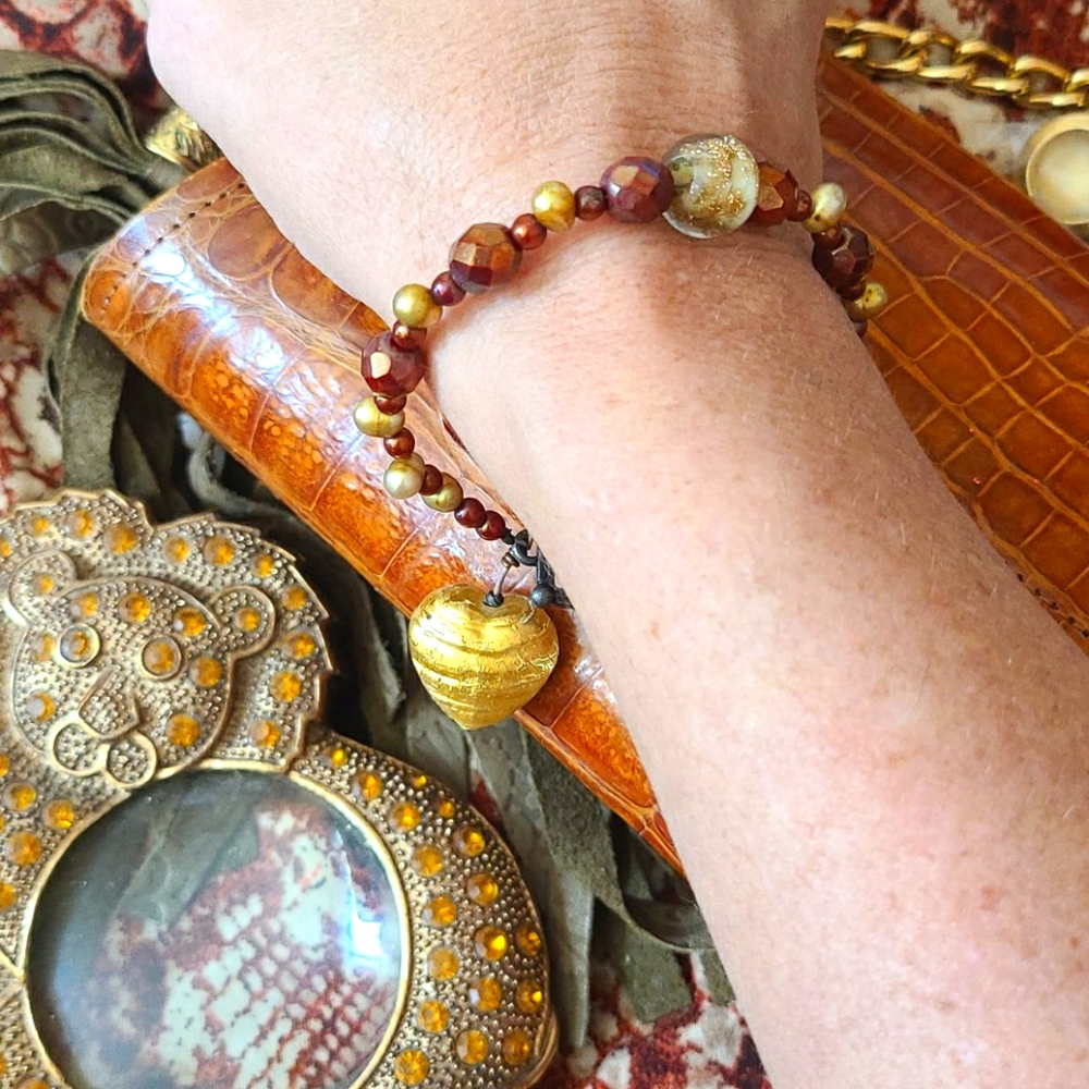Handmade Bracelet with Golden Heart